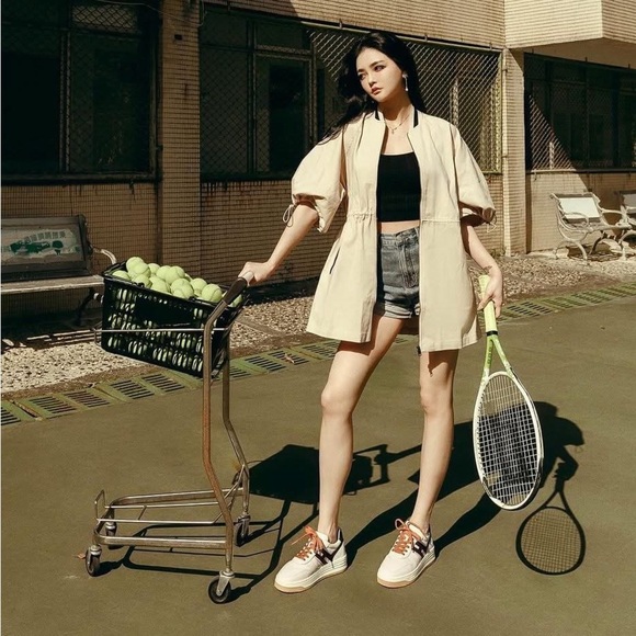 NWOT Cream Zip-Up Bomber Jacket/ Dress - Picture 1 of 5